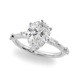 Sculpted Sidestone Marquise Diamond Engagement Ring — 9K/18K Gold & Platinum