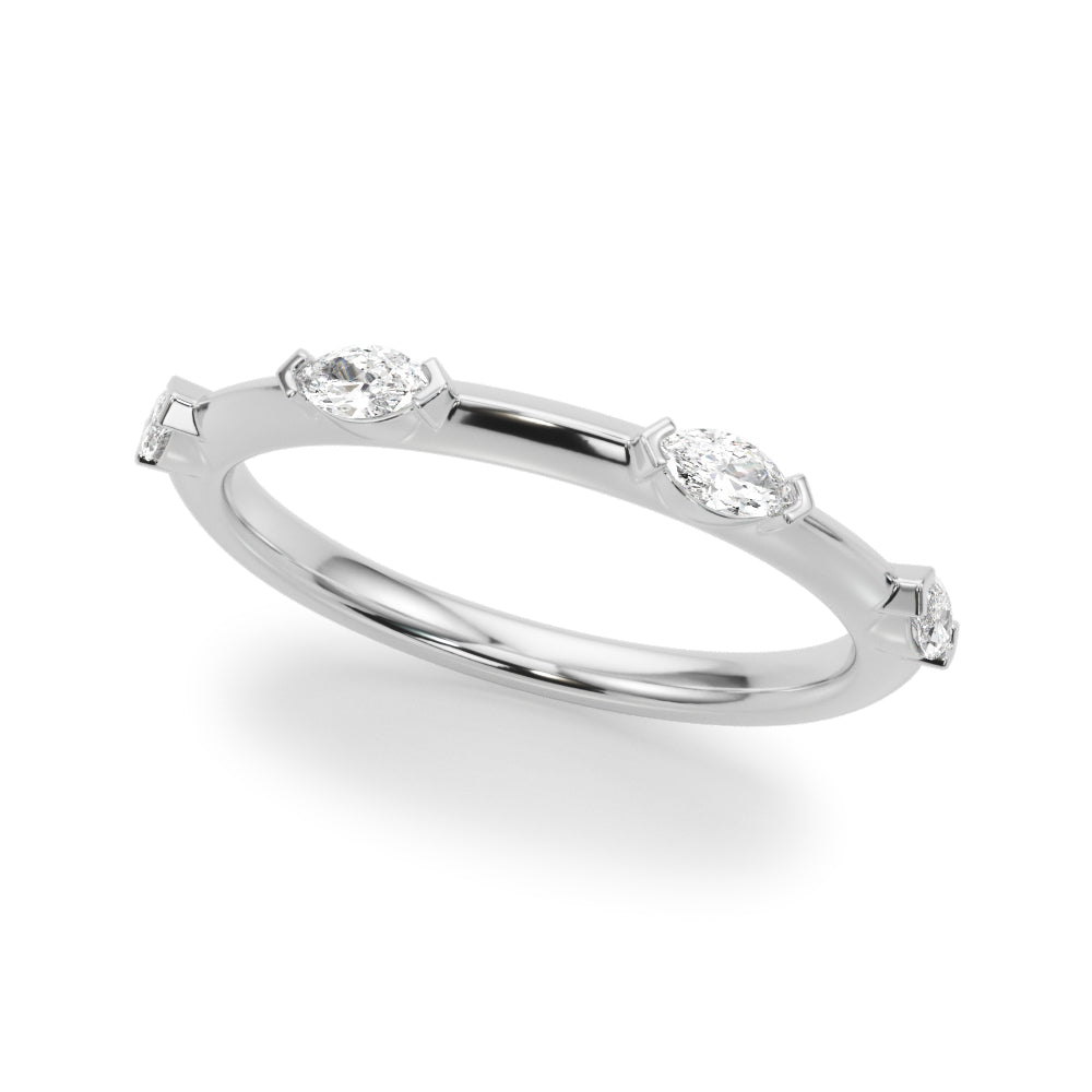 Eternity Ring - Marquise Half Eternity Band in Gold & Platinum featuring diamonds on a polished shank.