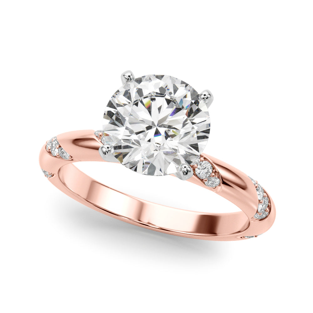 Regal Sidestone Round Diamond Engagement Ring — 9K/18K Gold & Platinum