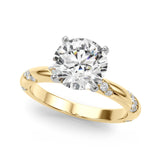 Regal Sidestone Round Diamond Engagement Ring — 9K/18K Gold & Platinum