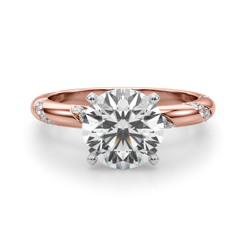 Regal Sidestone Round Diamond Engagement Ring — 9K/18K Gold & Platinum
