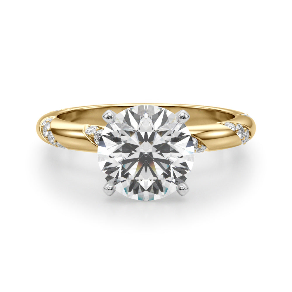 Regal Sidestone Round Diamond Engagement Ring — 9K/18K Gold & Platinum