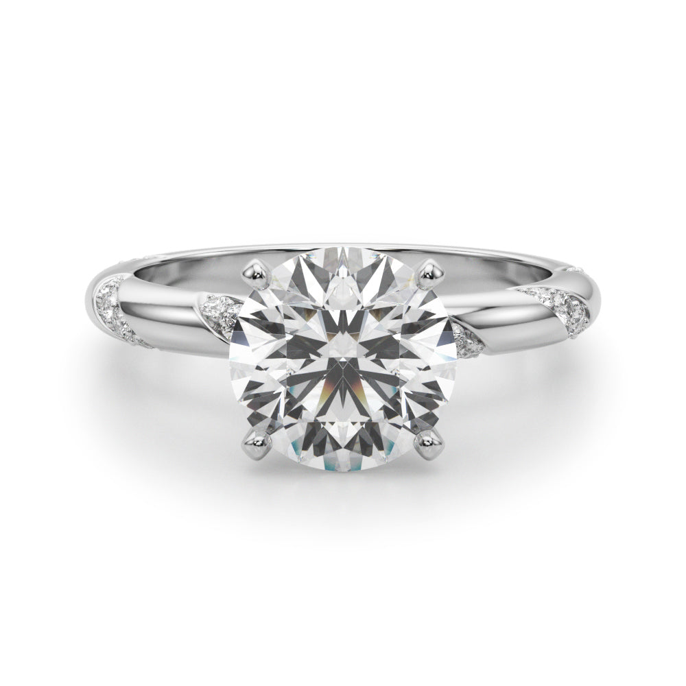 Regal Sidestone Round Diamond Engagement Ring — 9K/18K Gold & Platinum