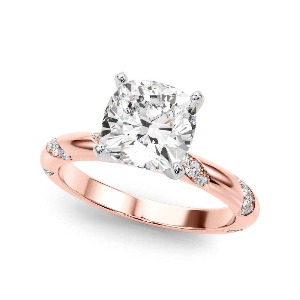 Regal Sidestone Round Diamond Engagement Ring — 9K/18K Gold & Platinum