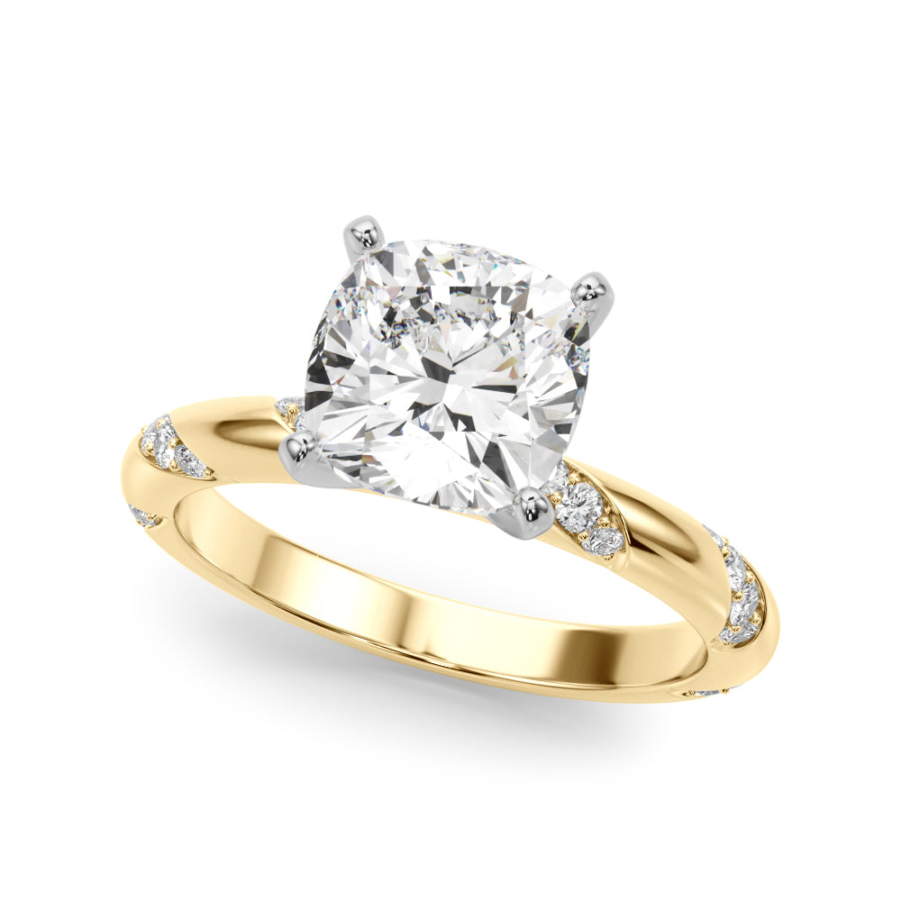 Regal Sidestone Round Diamond Engagement Ring — 9K/18K Gold & Platinum