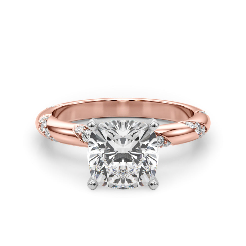 Regal Sidestone Round Diamond Engagement Ring — 9K/18K Gold & Platinum