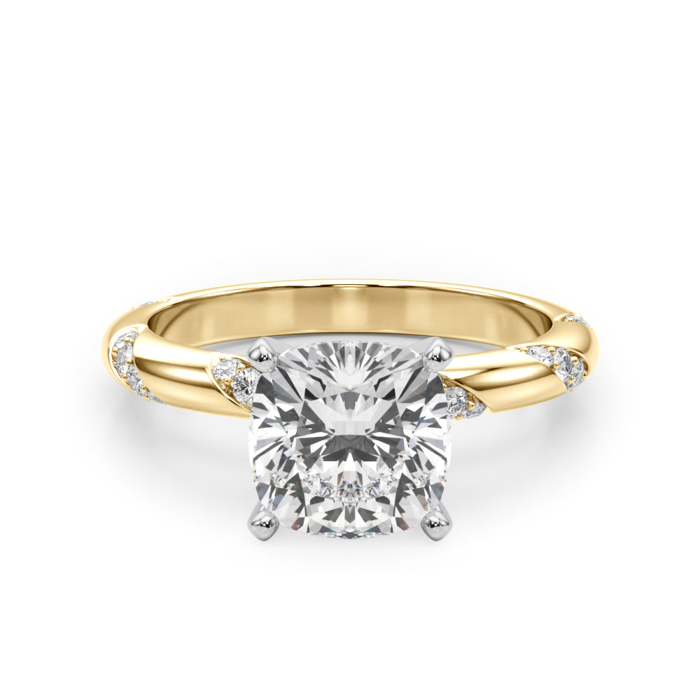 Regal Sidestone Round Diamond Engagement Ring — 9K/18K Gold & Platinum