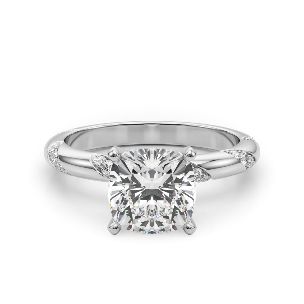 Regal Sidestone Round Diamond Engagement Ring — 9K/18K Gold & Platinum