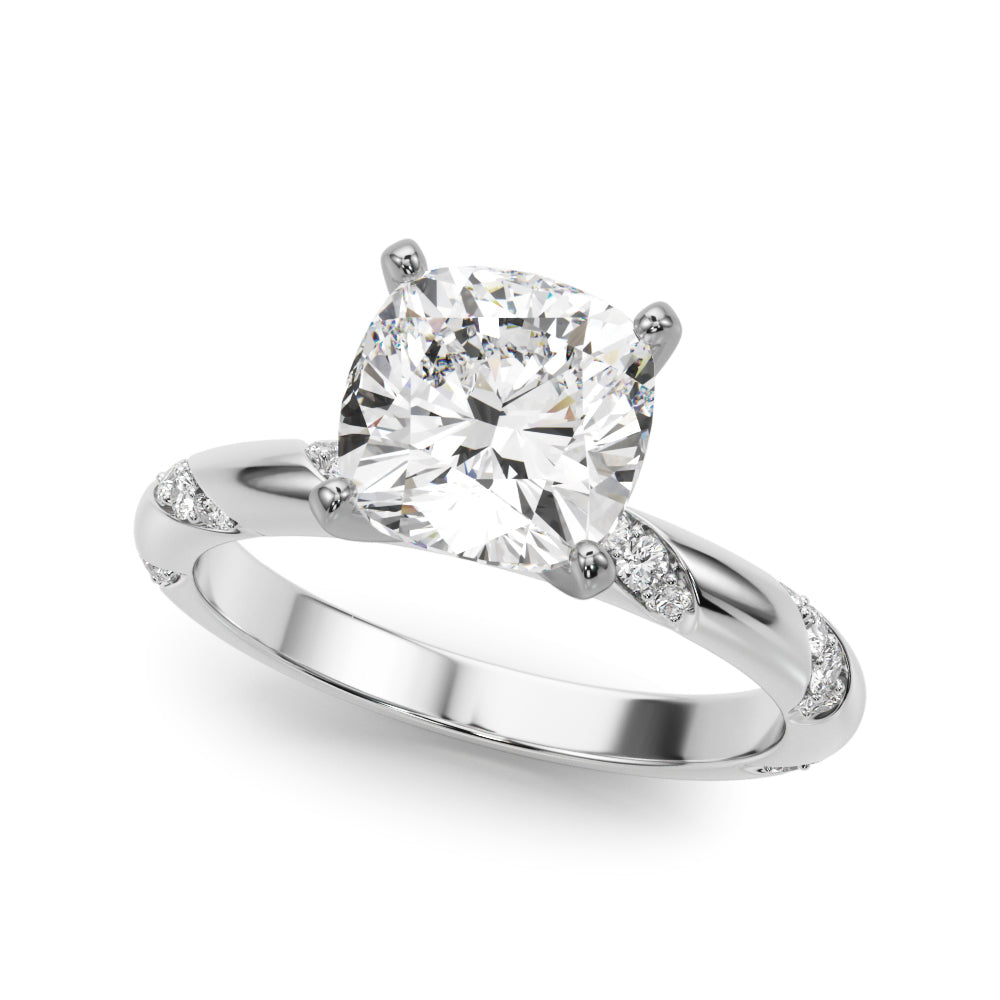 Regal Sidestone Round Diamond Engagement Ring — 9K/18K Gold & Platinum