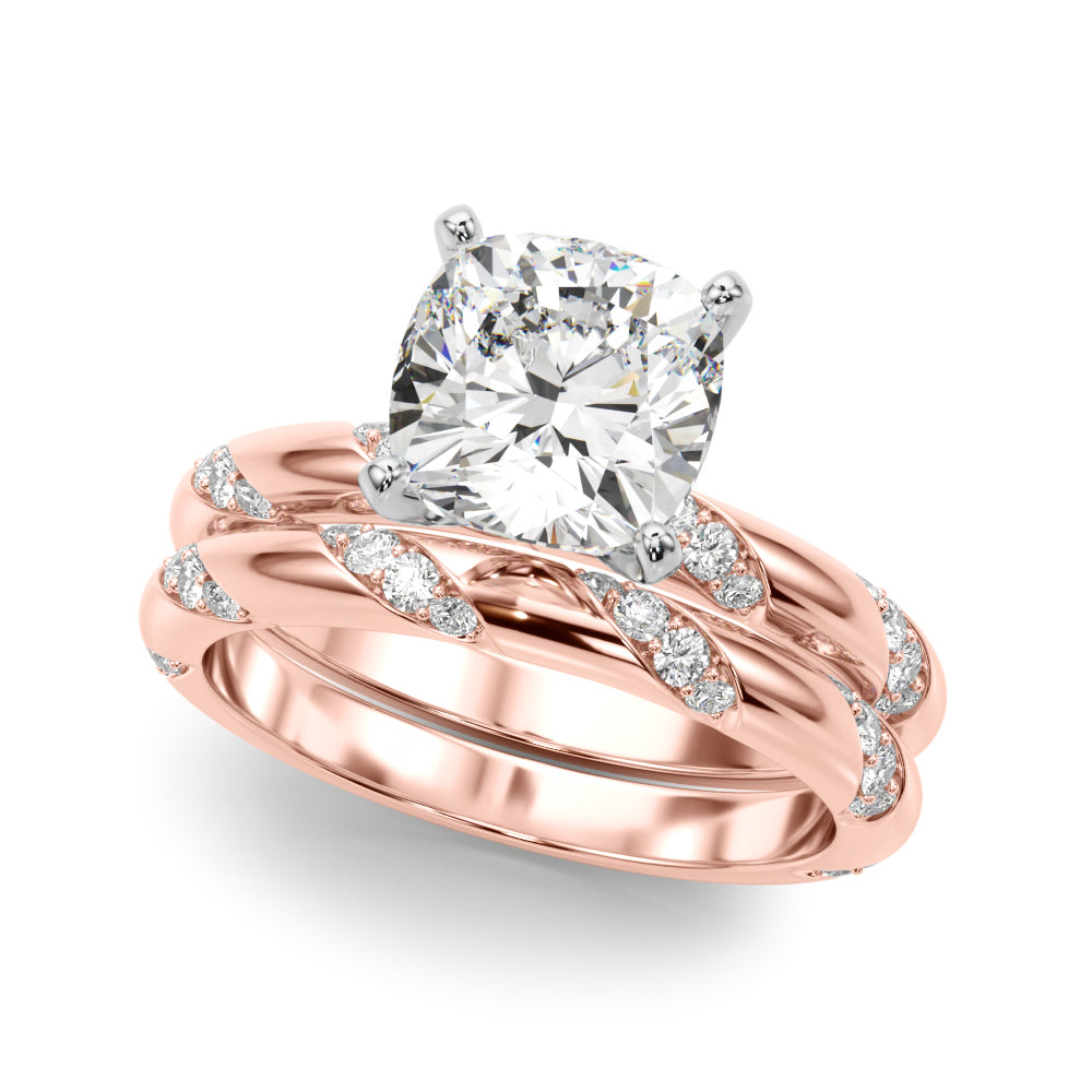 Regal Sidestone Round Diamond Engagement Ring — 9K/18K Gold & Platinum