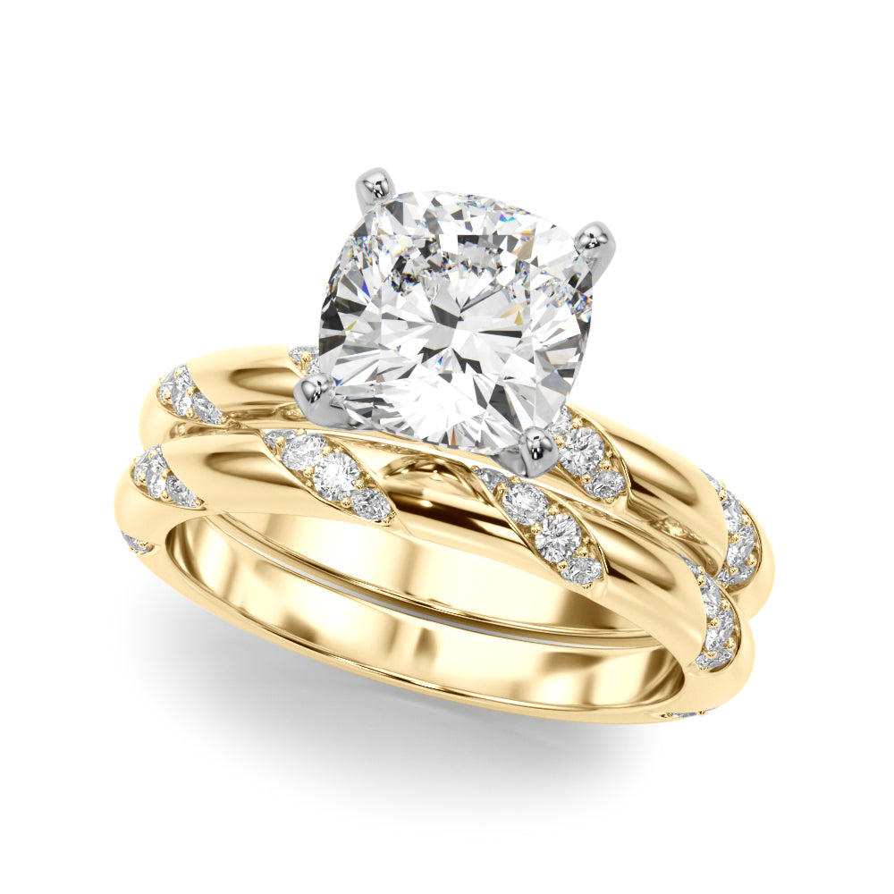 Regal Sidestone Round Diamond Engagement Ring — 9K/18K Gold & Platinum