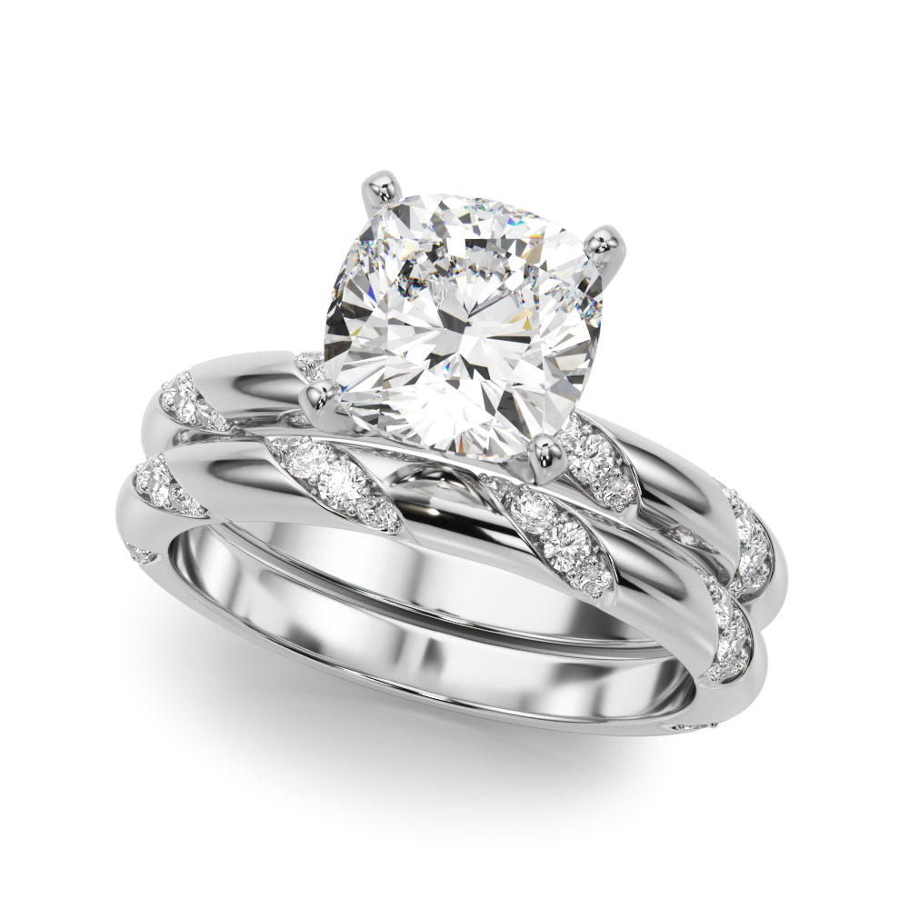 Regal Sidestone Round Diamond Engagement Ring — 9K/18K Gold & Platinum