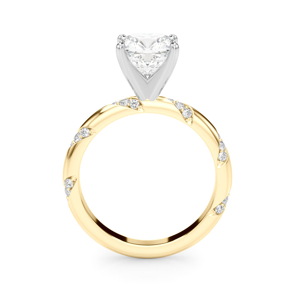 Regal Sidestone Round Diamond Engagement Ring — 9K/18K Gold & Platinum