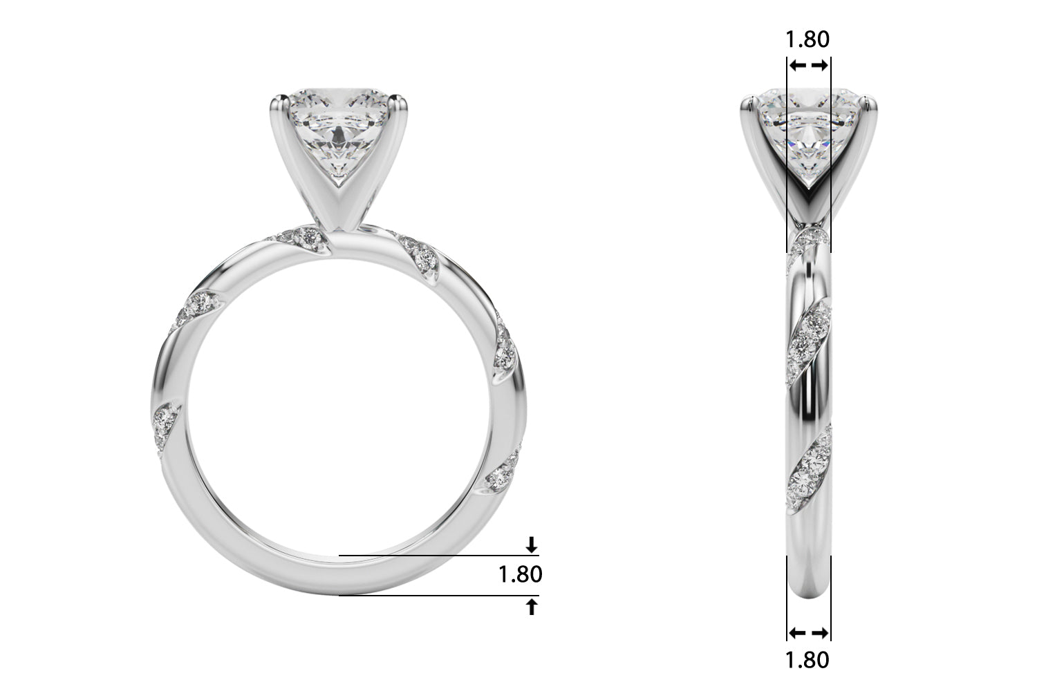 Regal Sidestone Round Diamond Engagement Ring — 9K/18K Gold & Platinum