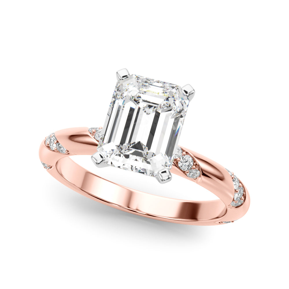 Regal Sidestone Round Diamond Engagement Ring — 9K/18K Gold & Platinum