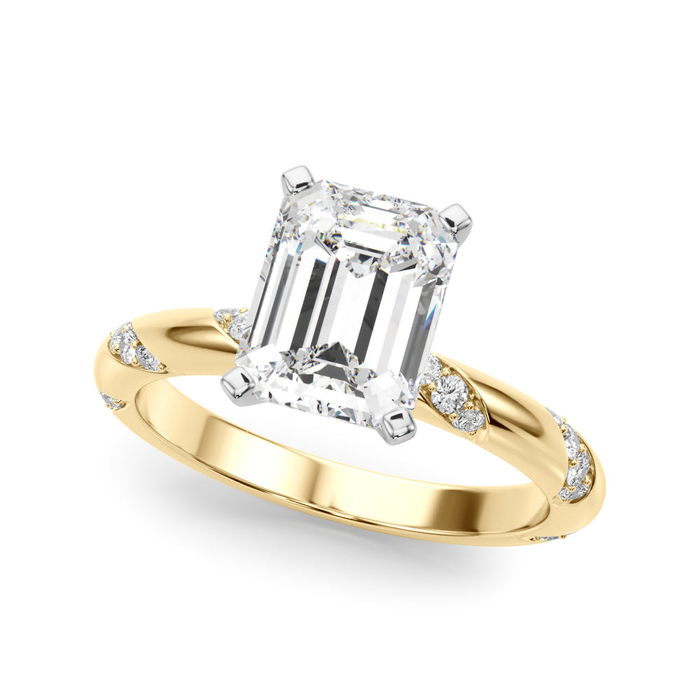 Regal Sidestone Round Diamond Engagement Ring — 9K/18K Gold & Platinum