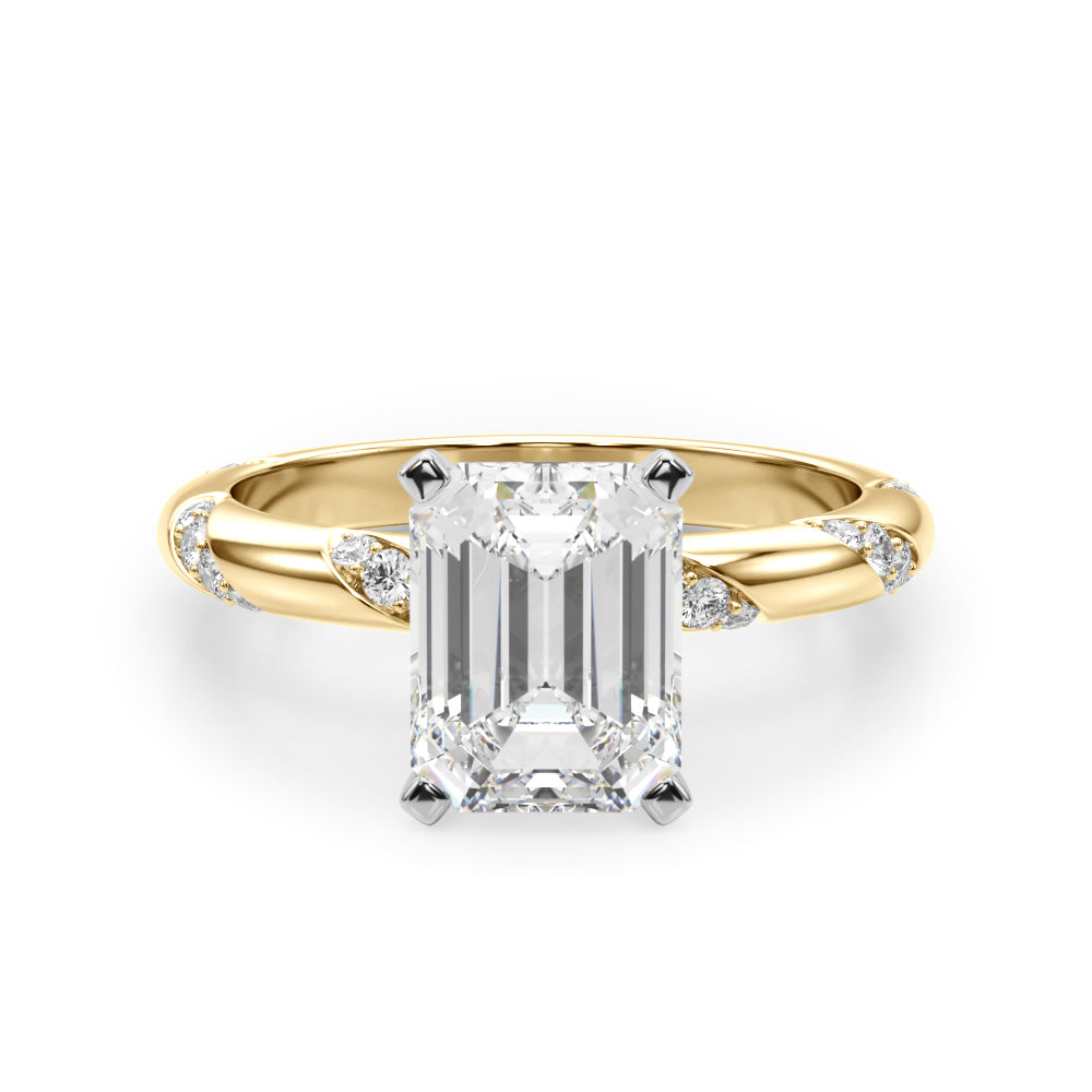 Regal Sidestone Round Diamond Engagement Ring — 9K/18K Gold & Platinum