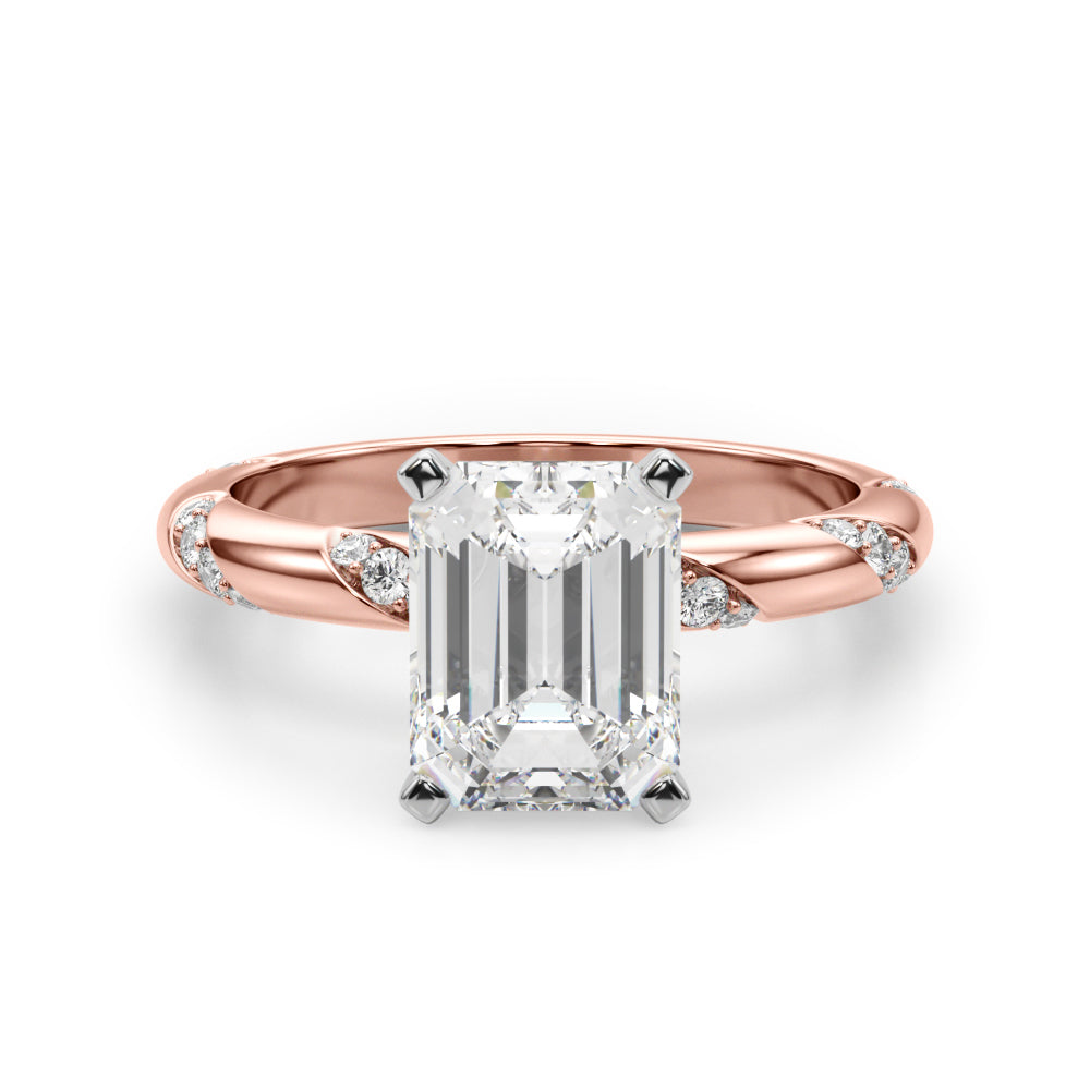 Regal Sidestone Round Diamond Engagement Ring — 9K/18K Gold & Platinum