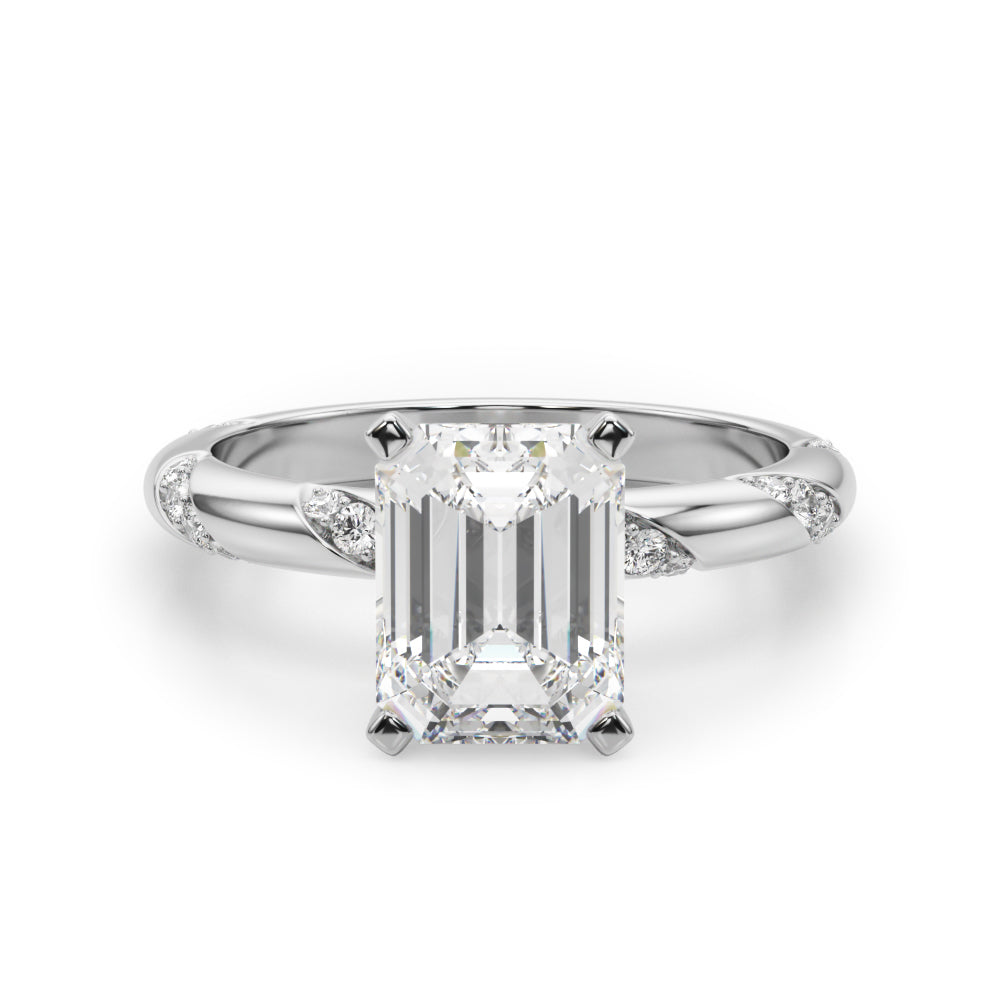 Regal Sidestone Round Diamond Engagement Ring — 9K/18K Gold & Platinum
