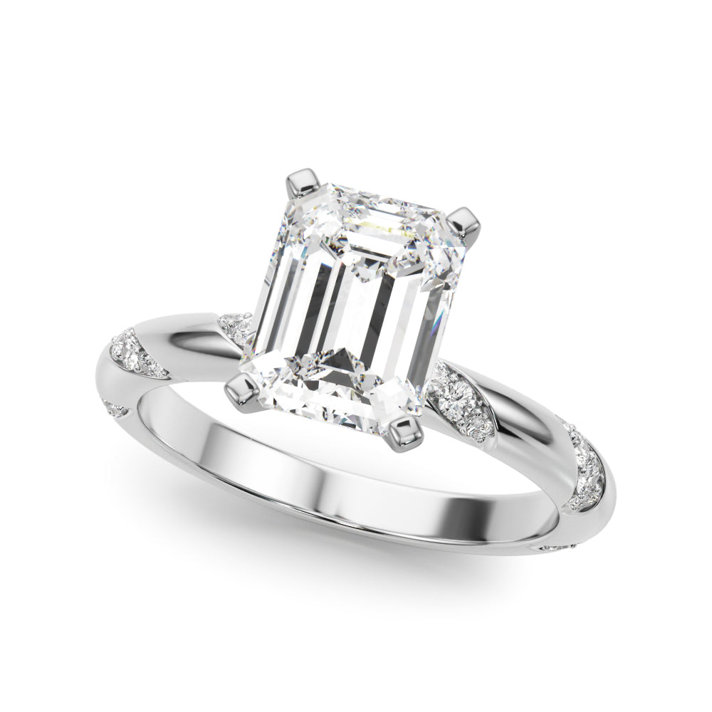 Regal Sidestone Round Diamond Engagement Ring — 9K/18K Gold & Platinum