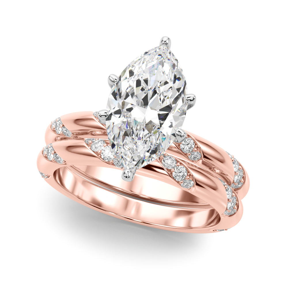 Regal Sidestone Round Diamond Engagement Ring — 9K/18K Gold & Platinum