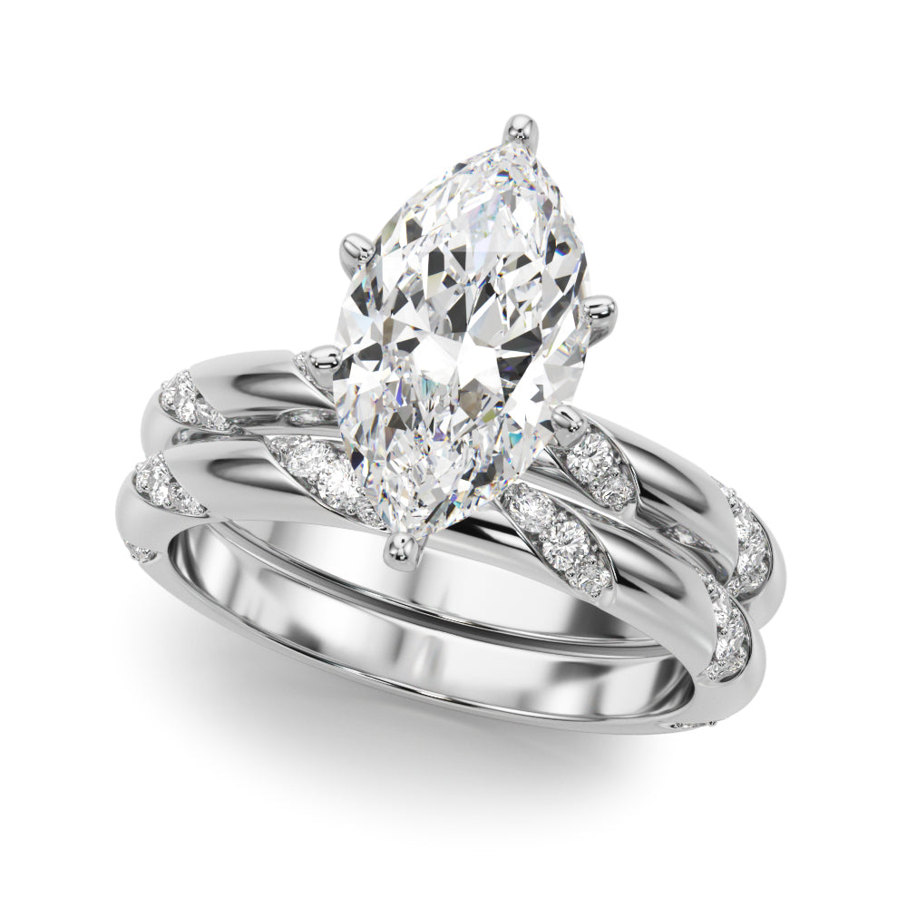 Regal Sidestone Round Diamond Engagement Ring — 9K/18K Gold & Platinum