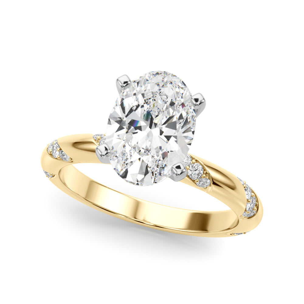 Regal Sidestone Round Diamond Engagement Ring — 9K/18K Gold & Platinum