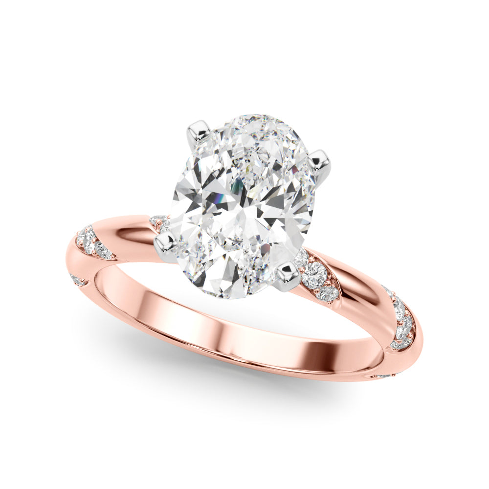 Regal Sidestone Round Diamond Engagement Ring — 9K/18K Gold & Platinum