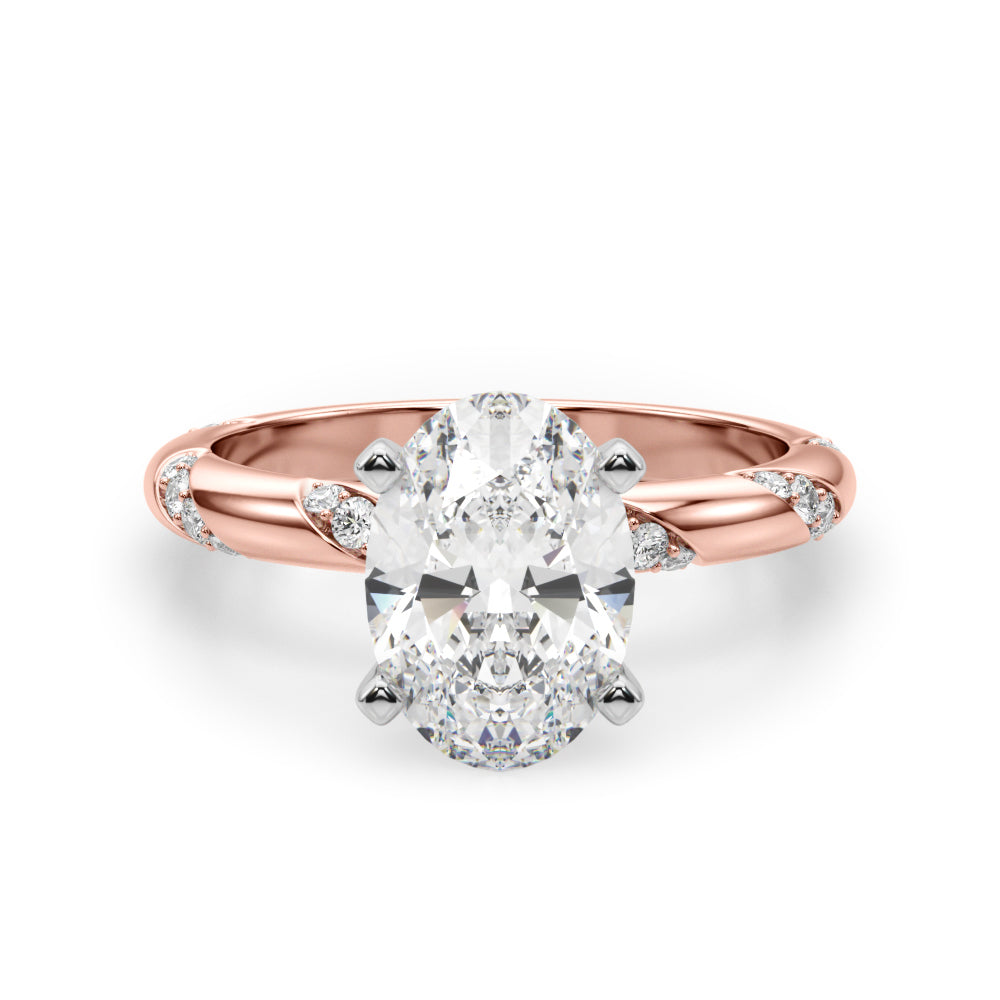 Regal Sidestone Round Diamond Engagement Ring — 9K/18K Gold & Platinum