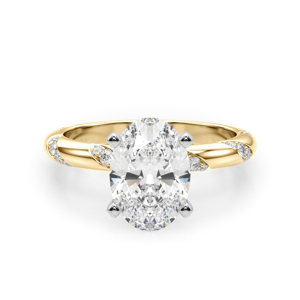 Regal Sidestone Round Diamond Engagement Ring — 9K/18K Gold & Platinum