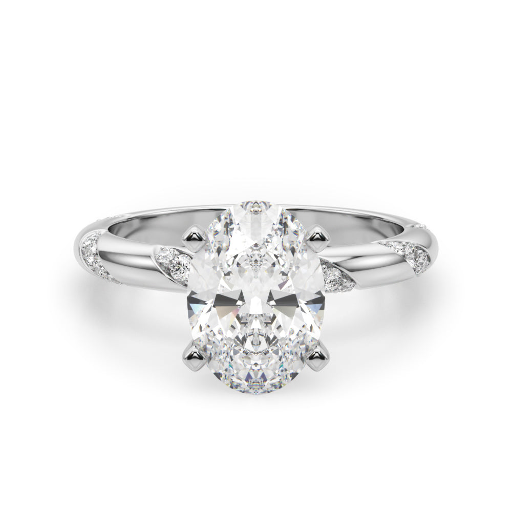 Regal Sidestone Round Diamond Engagement Ring — 9K/18K Gold & Platinum