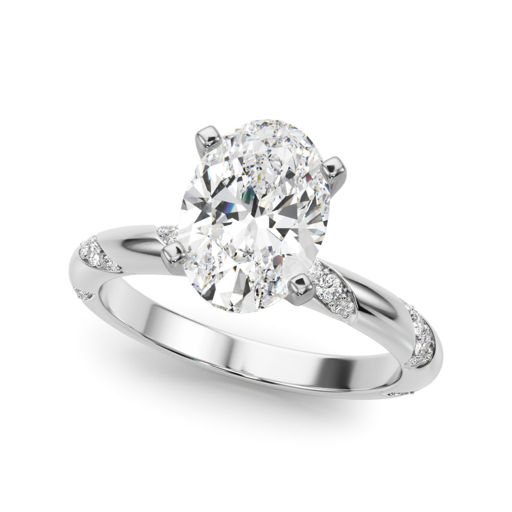 Regal Sidestone Round Diamond Engagement Ring — 9K/18K Gold & Platinum