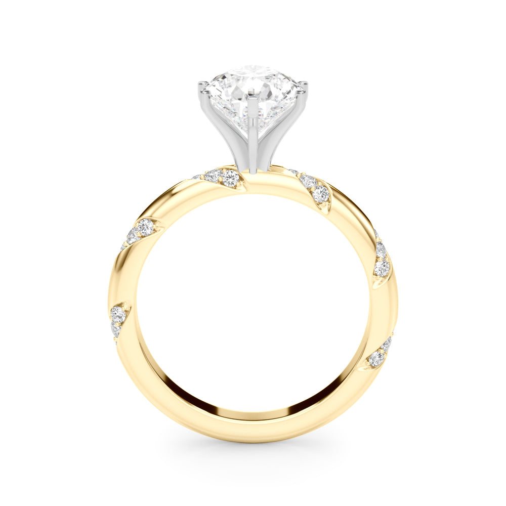 Regal Sidestone Round Diamond Engagement Ring — 9K/18K Gold & Platinum