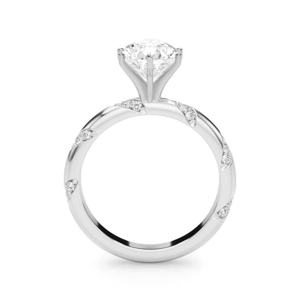 Regal Sidestone Round Diamond Engagement Ring — 9K/18K Gold & Platinum