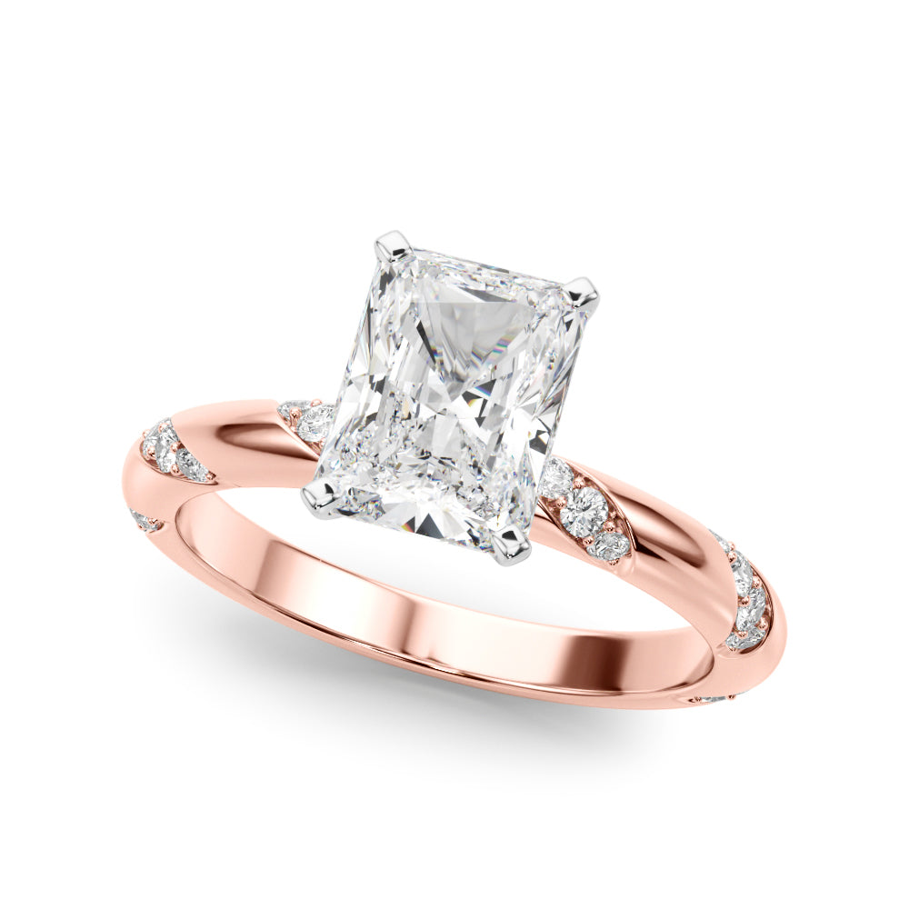 Regal Sidestone Round Diamond Engagement Ring — 9K/18K Gold & Platinum