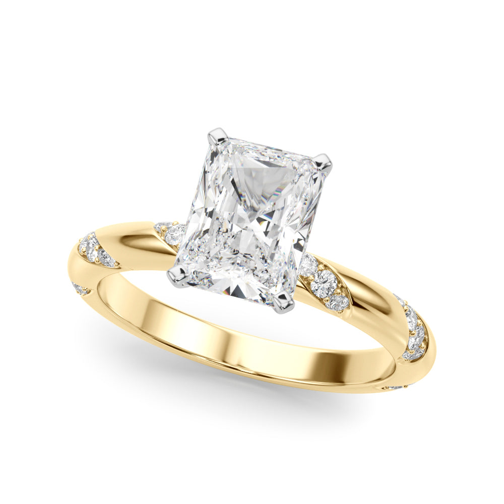 Regal Sidestone Round Diamond Engagement Ring — 9K/18K Gold & Platinum