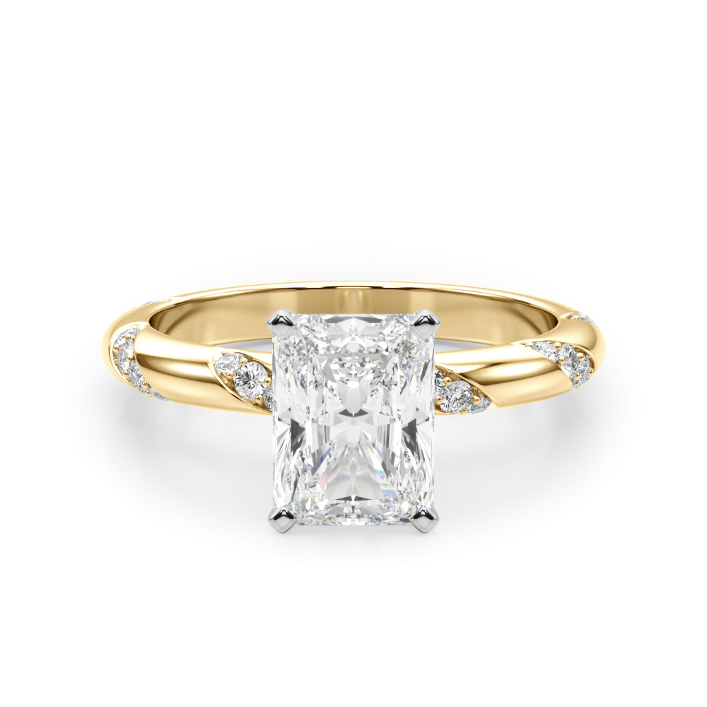 Regal Sidestone Round Diamond Engagement Ring — 9K/18K Gold & Platinum