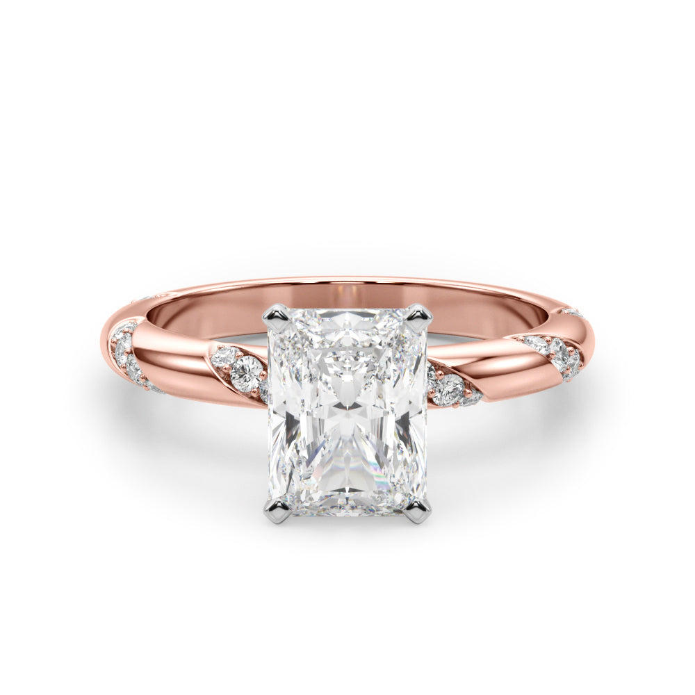 Regal Sidestone Round Diamond Engagement Ring — 9K/18K Gold & Platinum