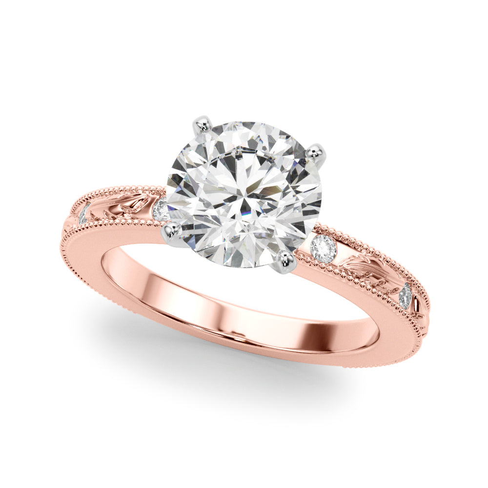 Sophisticated Sidestone Round Diamond Engagement Ring — 9K/18K Gold & Platinum