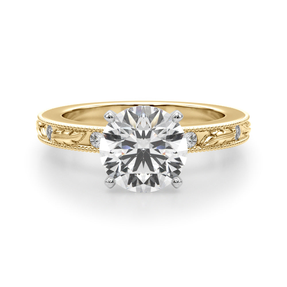 Sophisticated Sidestone Round Diamond Engagement Ring — 9K/18K Gold & Platinum