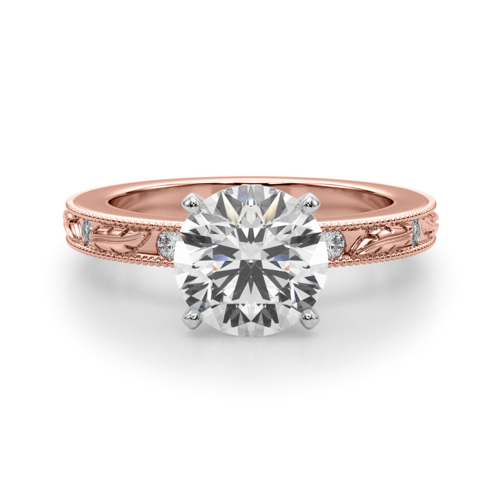 Sophisticated Sidestone Round Diamond Engagement Ring — 9K/18K Gold & Platinum