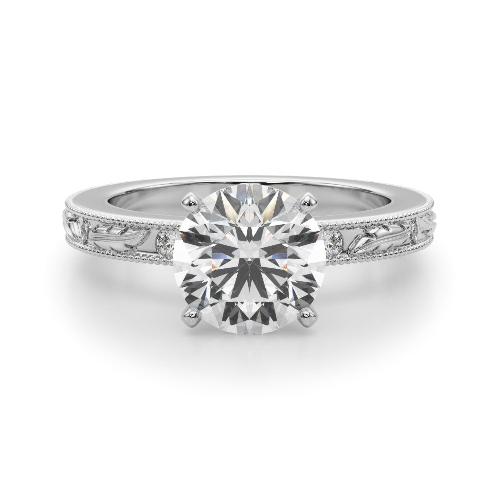 Sophisticated Sidestone Round Diamond Engagement Ring — 9K/18K Gold & Platinum