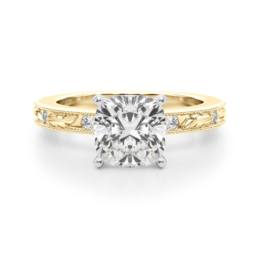 Sophisticated Sidestone Round Diamond Engagement Ring — 9K/18K Gold & Platinum
