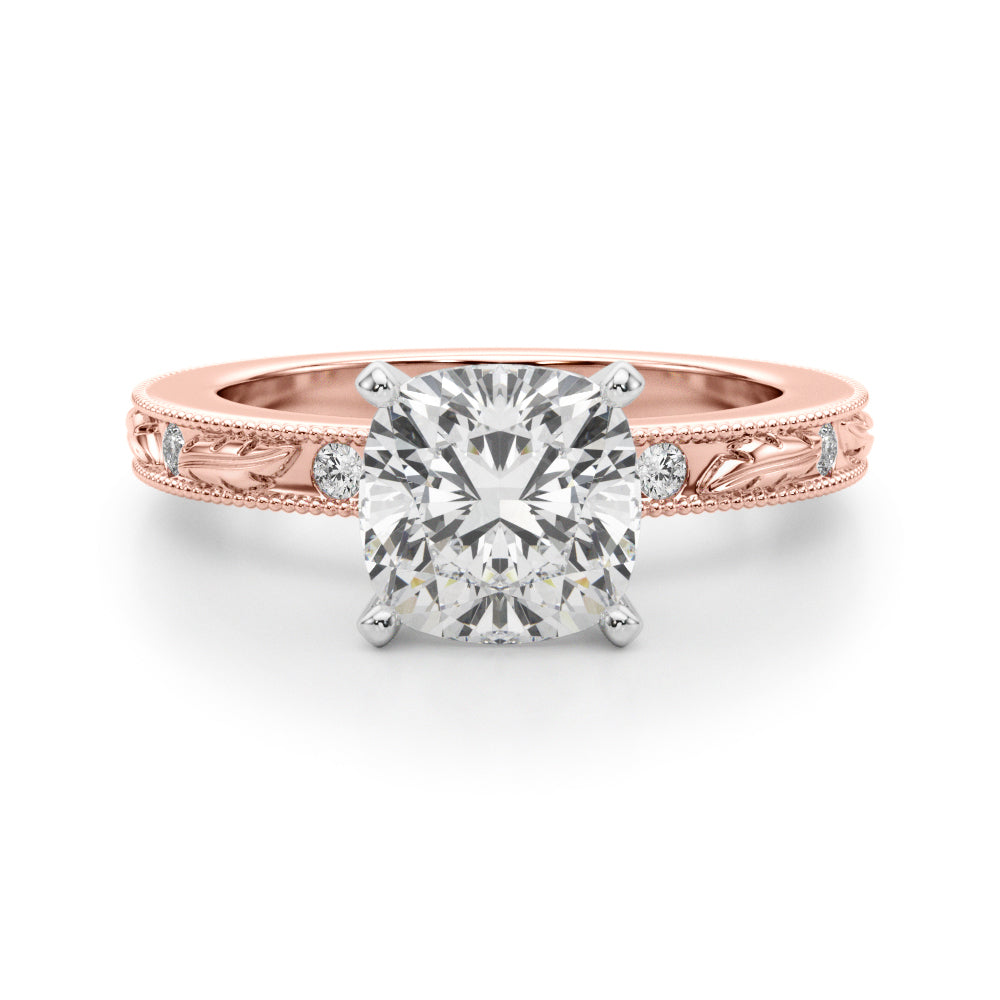 Sophisticated Sidestone Round Diamond Engagement Ring — 9K/18K Gold & Platinum