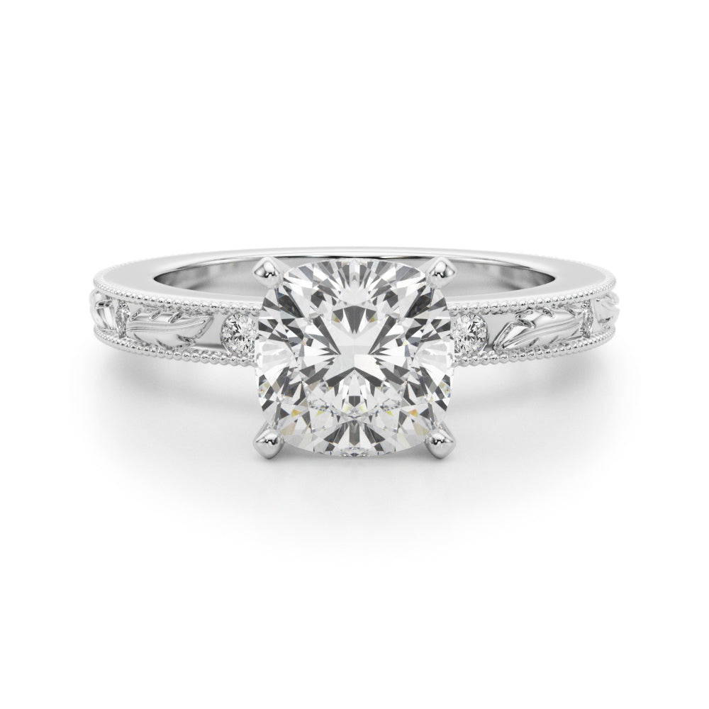 Sophisticated Sidestone Round Diamond Engagement Ring — 9K/18K Gold & Platinum