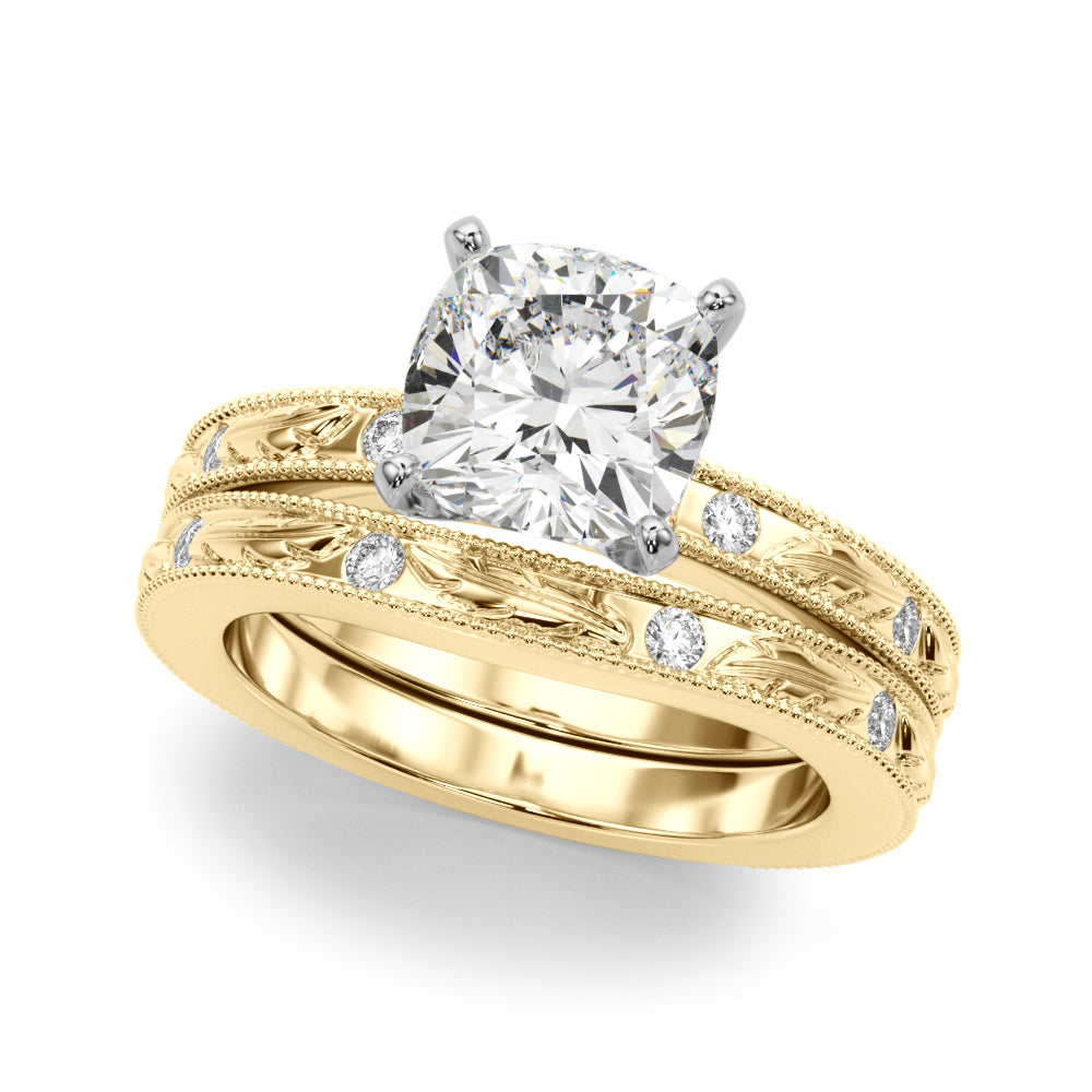 Sophisticated Sidestone Round Diamond Engagement Ring — 9K/18K Gold & Platinum