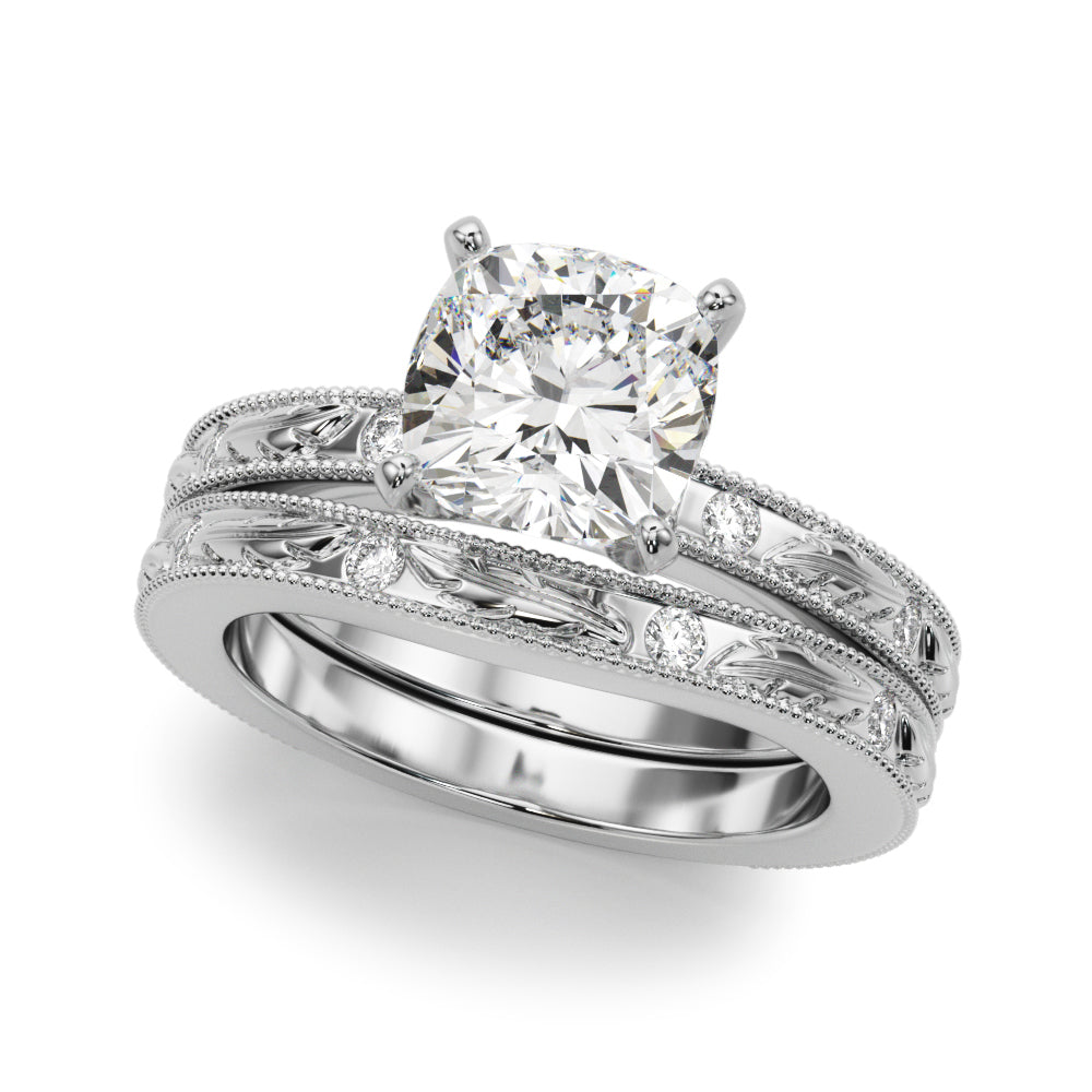 Sophisticated Sidestone Round Diamond Engagement Ring — 9K/18K Gold & Platinum