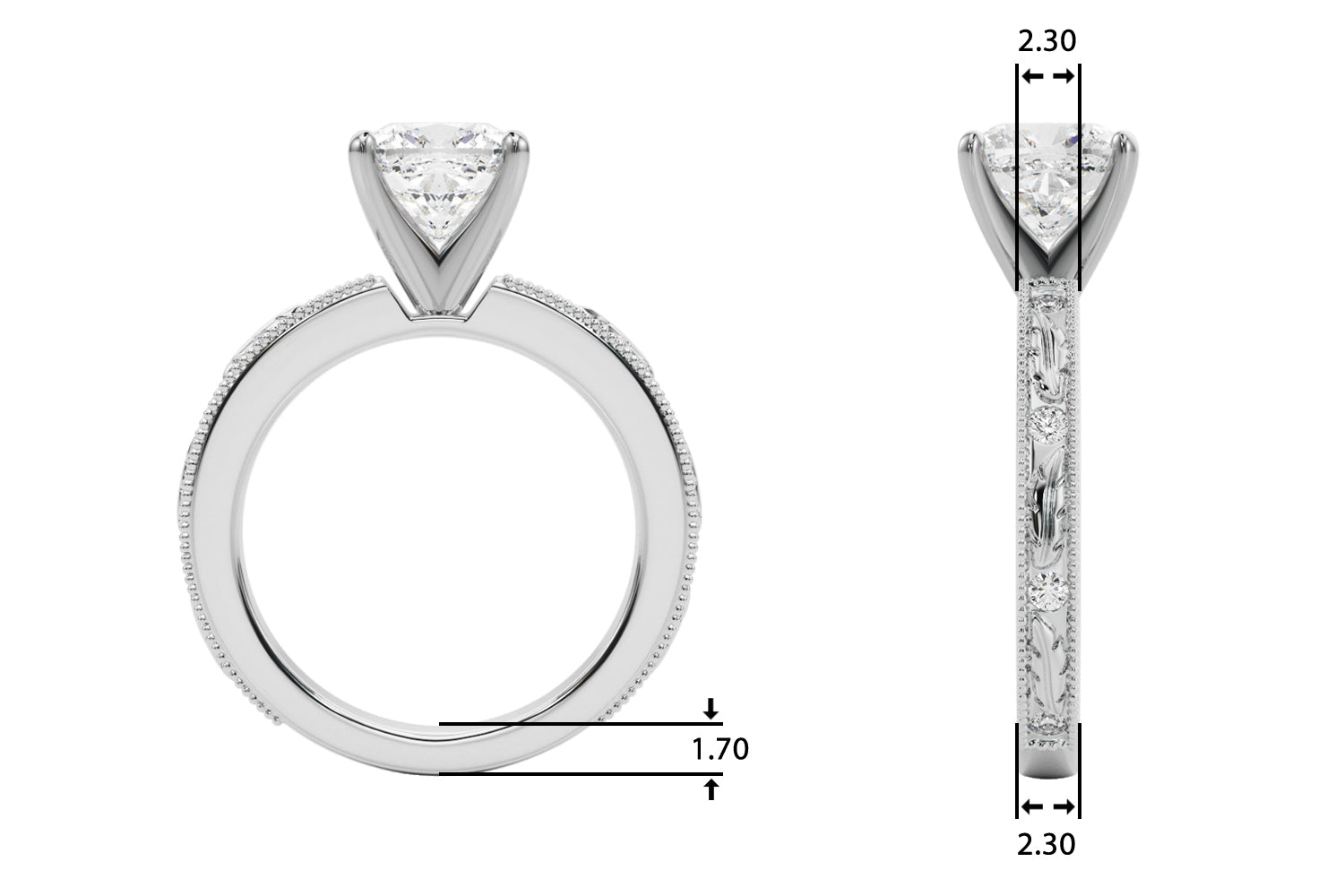 Sophisticated Sidestone Round Diamond Engagement Ring — 9K/18K Gold & Platinum