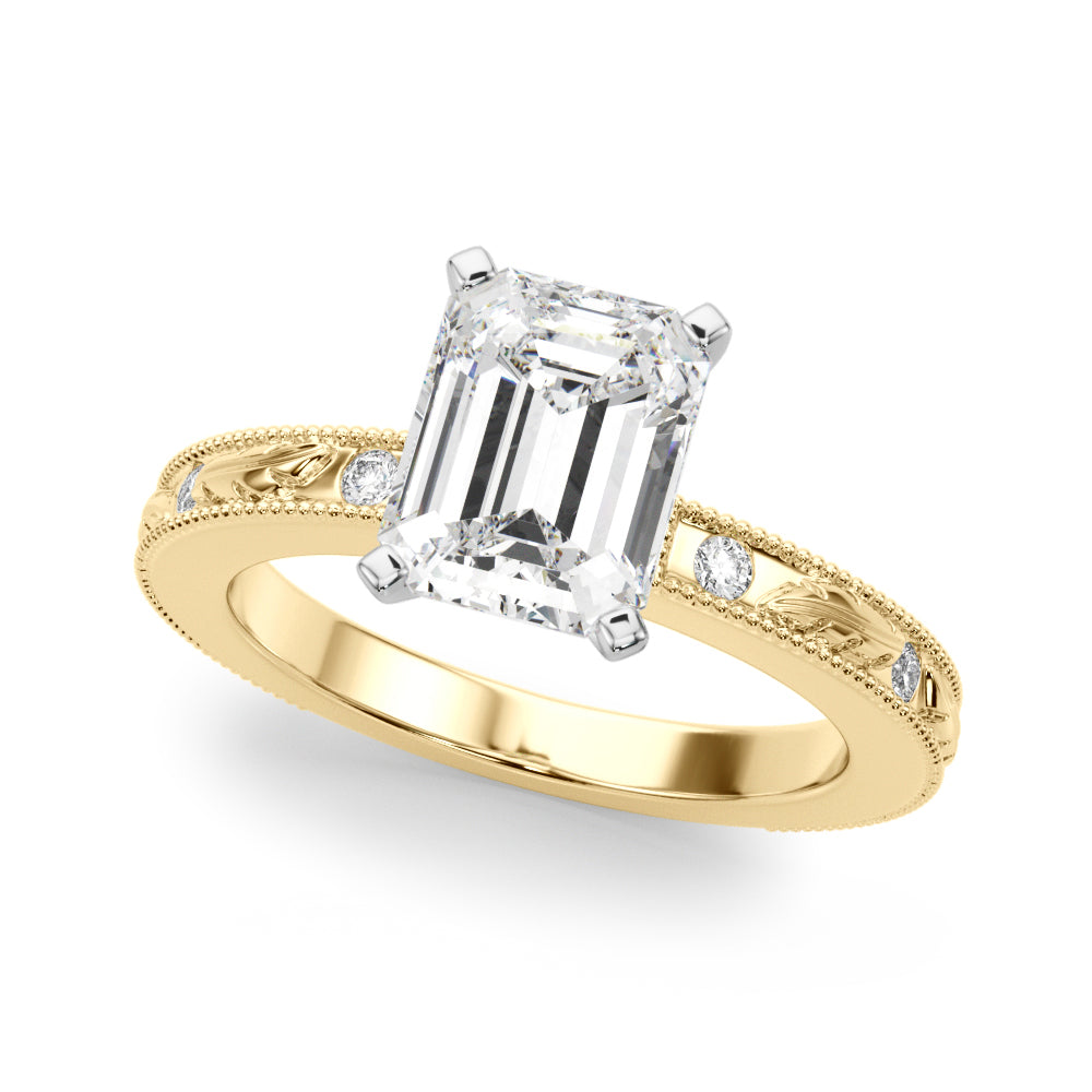 Sophisticated Sidestone Round Diamond Engagement Ring — 9K/18K Gold & Platinum