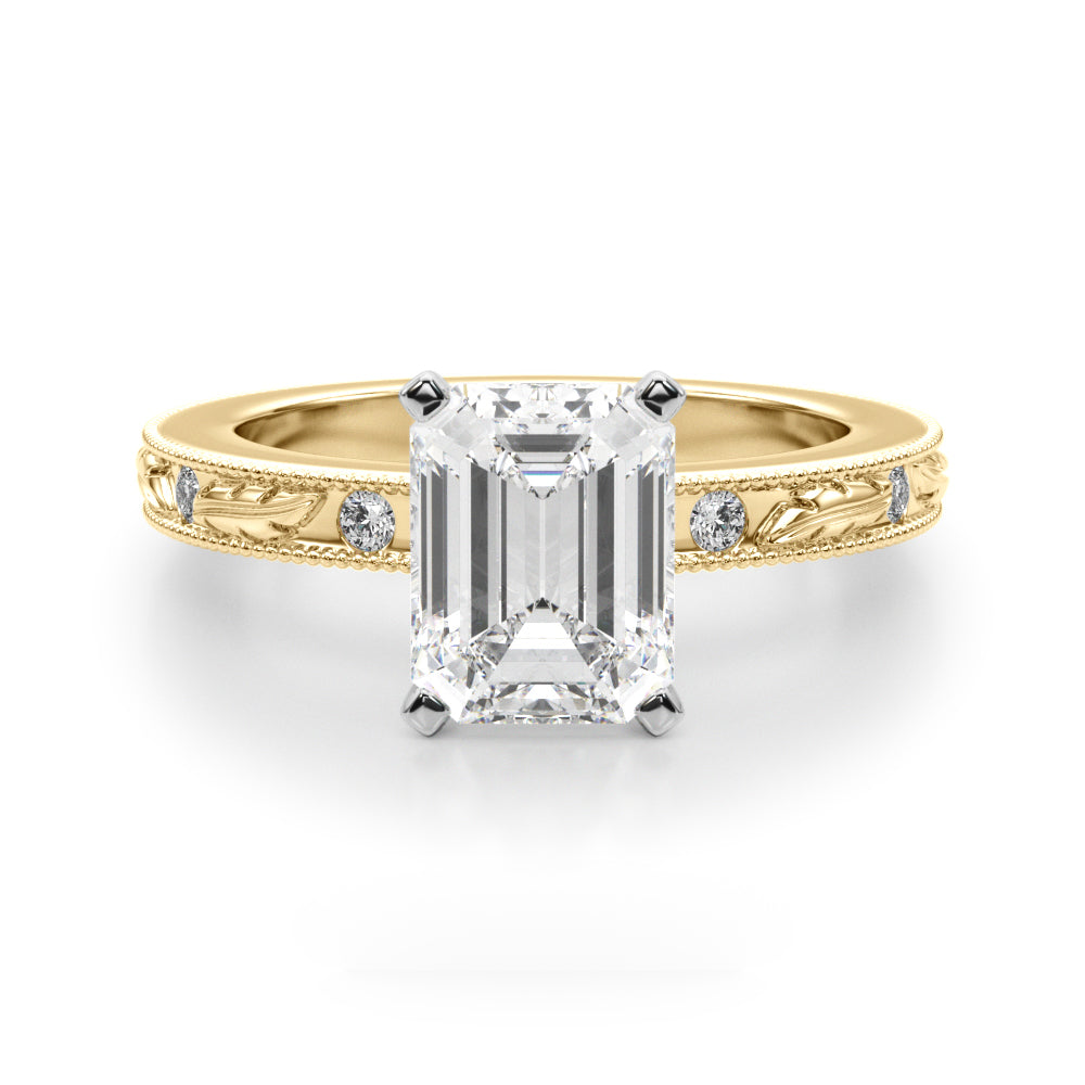 Sophisticated Sidestone Round Diamond Engagement Ring — 9K/18K Gold & Platinum